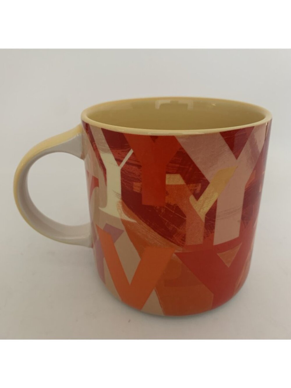 Anthropologie Lottie Monogram Y Mug 16 oz Orange Red Initial Coffee Cup - Picture 4 of 9